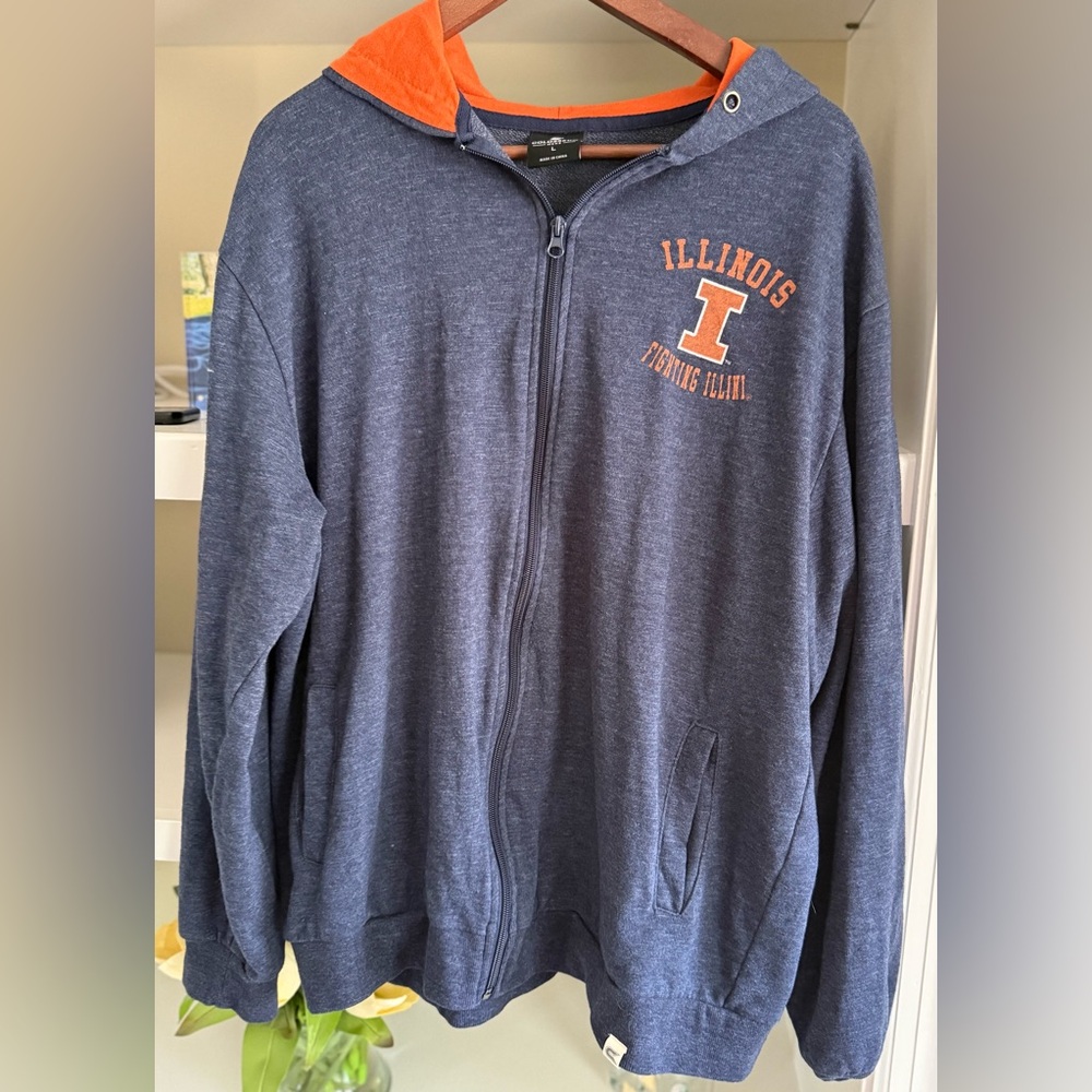 ILLINOIS FIGHTING ILLINI ADULT SZ L FULL ZIPPER U OF I Jacket